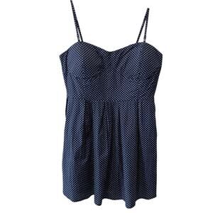 Haute Fox Polka Dot Spaghetti Strap Mini Dress Navy White Size 3X